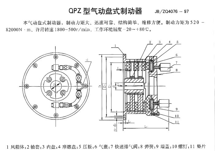 QPZ型氣動(dòng)盤式制動(dòng)器